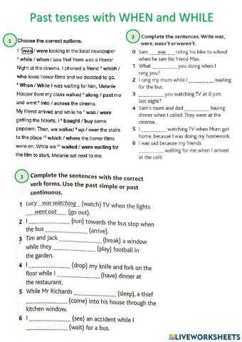 Past tenses with when and while