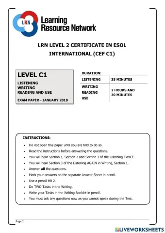 LRN C1 JANUARY 2018 LISTENING