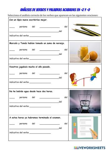 Análisis de verbos y palabras terminadas en -z y -d