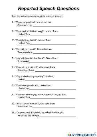 Reported Speech Questions