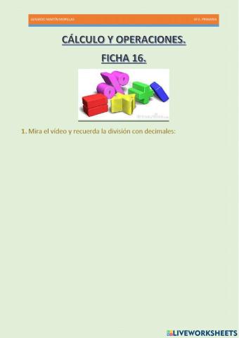 Cálculo y operaciones. Ficha 16.