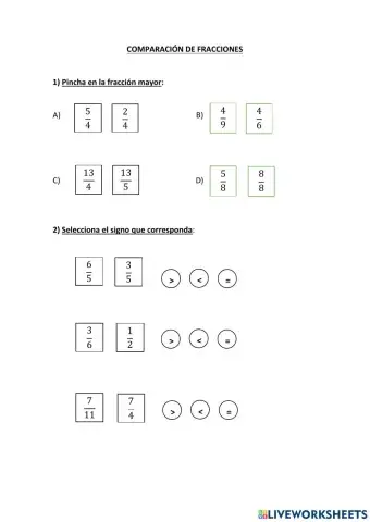Comparación de fracciones