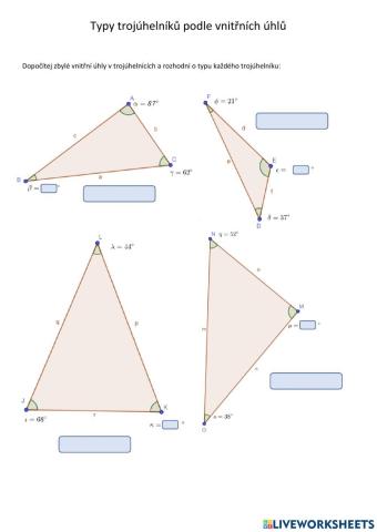 Trojúhelníky - typy podle úhlů