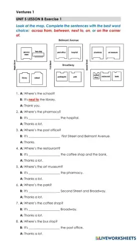 Where's the school? - Preposition Practice