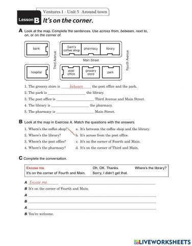 It's on the corner - Extra Practice