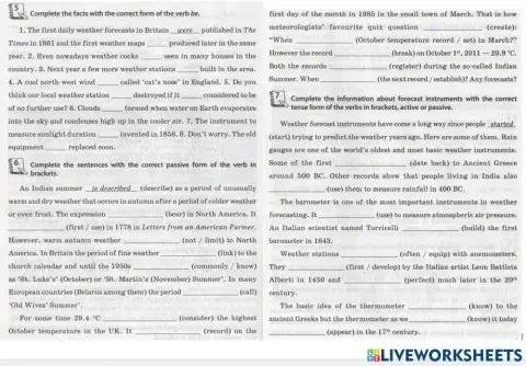 Weather (Active-Passive Tenses)
