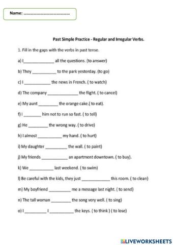 Past Simple regular vs irregular verbs