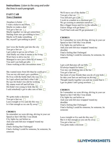 Fast car by Tracy Chapman