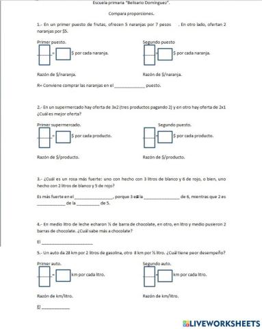Comparación de razones