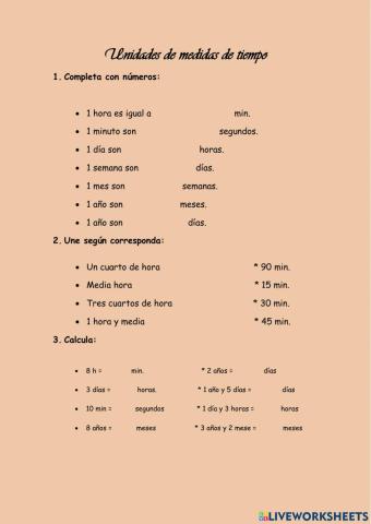 Medidas de Tiempo y equivalencias