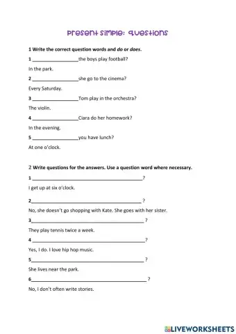 Present simple questions