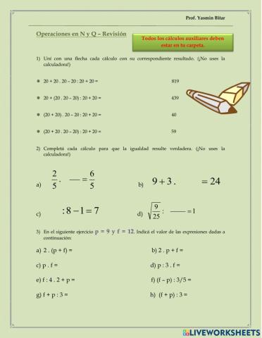 Números naturales y racionales - Revisión