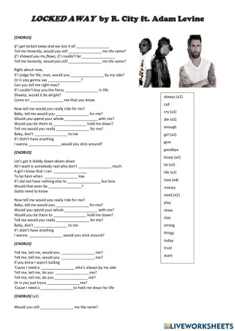 Song: -LOCKED AWAY- by R.City ft. Adam Levine