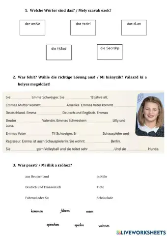 Übungen zum LW Die Deutschprofis A1 Lektion 5