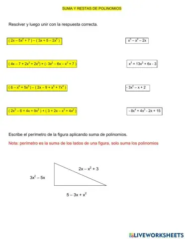 Suma y resta de polinomios