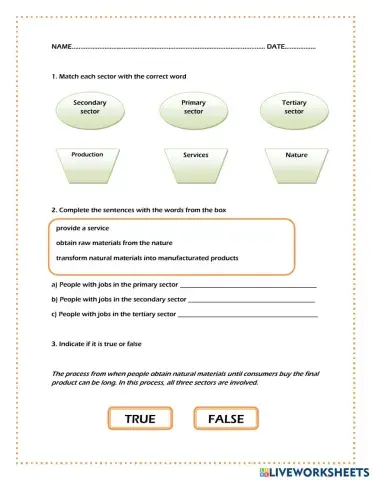 Economic sectors exam