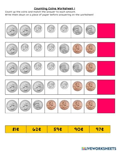 Counting with Quarters Worksheet 1