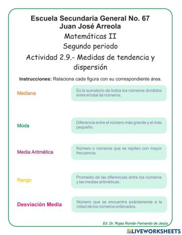 Medidas de tendencia y dispersión