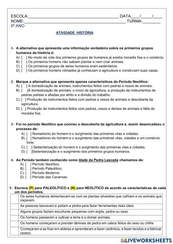 Atividade de história