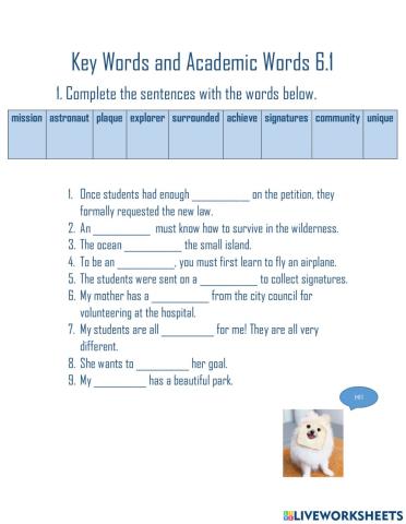 Key Words and Academic Words 6.1