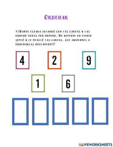 Ordenar menor a mayor hasta el 10