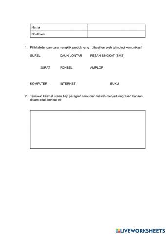 Latihan Jenis Produk Teknologi Komunikasi
