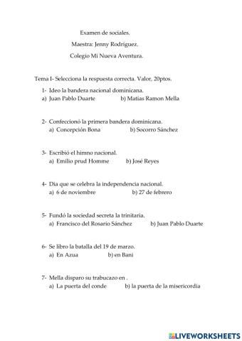 Examen de Ciencias Sociales