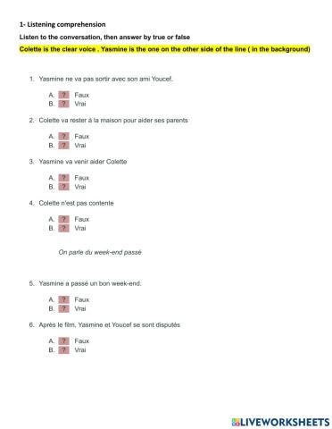 Le matin et le week-end