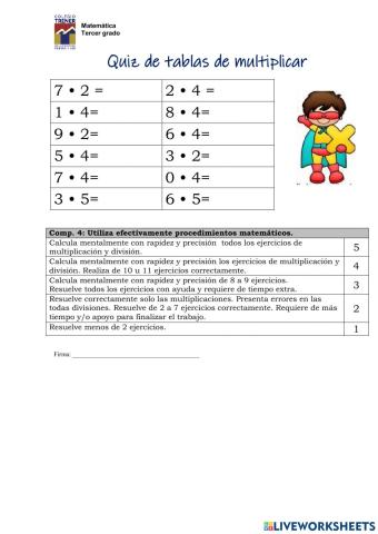 Multipliaciones por 2, 4 y 5