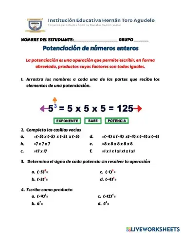 Potenciación de números enteros