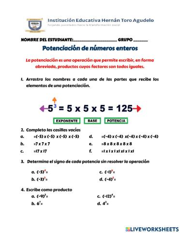Potenciación de números enteros