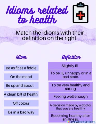 Idioms related to health