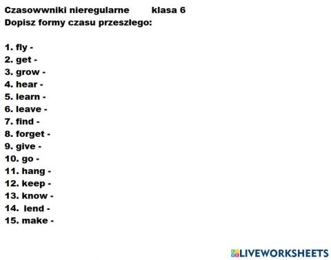 Czasowniki nieregularne