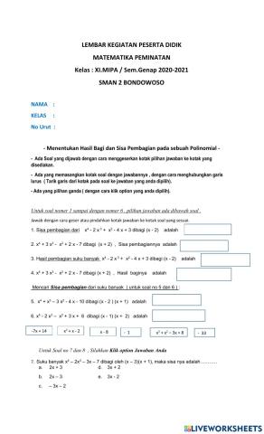 Lkpd  ( evaluasi polinomial )