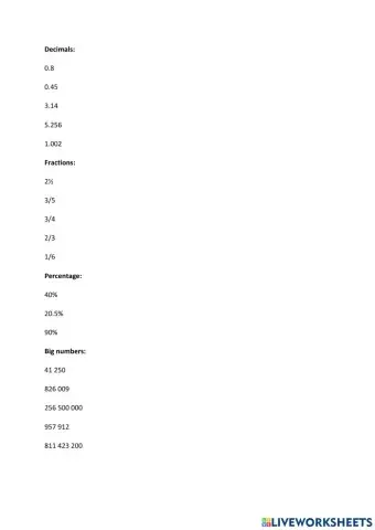 Fractions, decimals, big numbers