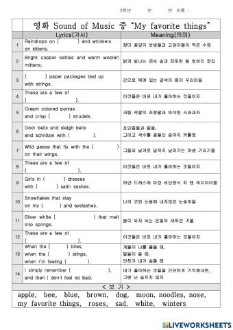 My favorite things-song lyrics