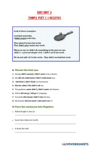 Unit 2 simple past (-)
