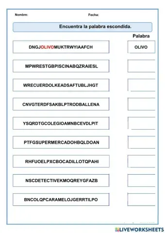 Encuentra la palabra escondida