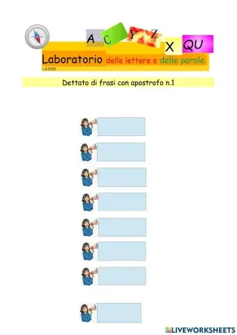 Dettato di frasi con apostrofo n.1