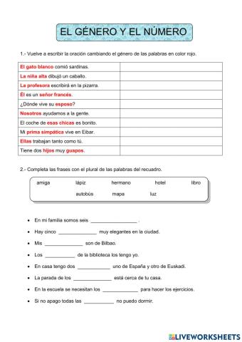 El género y el número