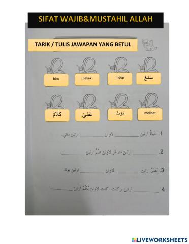 Sifat wajib & sifat mustahil bagi Allah