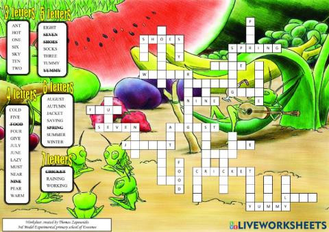 Unit 3 - The ant and the cricket - crossword