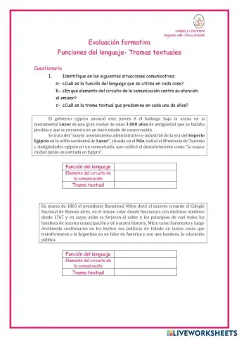 Funciones del lenguaje- Tramas textuales