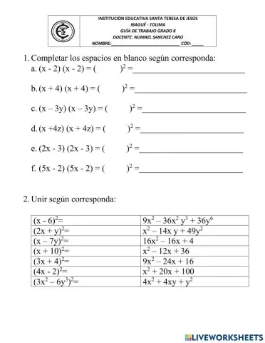 Cuadrado de un Binomio