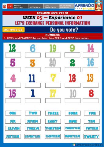 Week 5 - Level Pre A1 - Exp. 1 - Activity 02 - Do you vote?