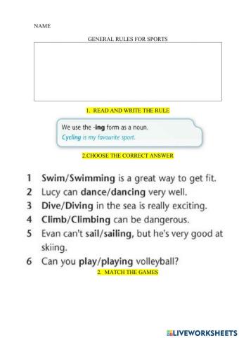 General rules for sports