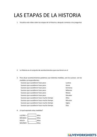 Etapas de la historia 6º