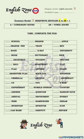 Indefinite articles a-an