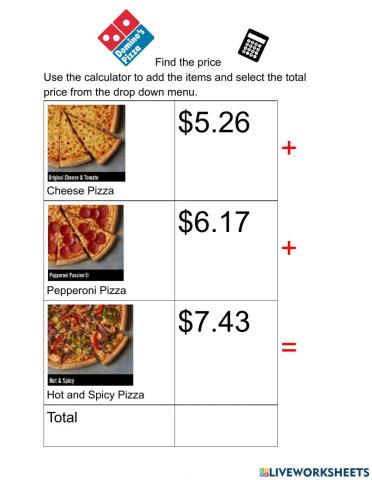 Find the price Dominos