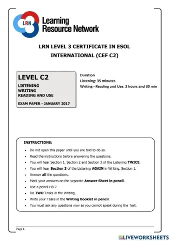 LRN C2 JANUARY 2017 TEST